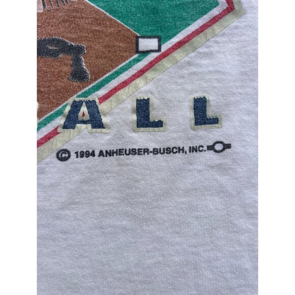 Vintage 1994 Budweiser Baseball Graphic Tee White XL By Lee F3 - Picture 3 of 6